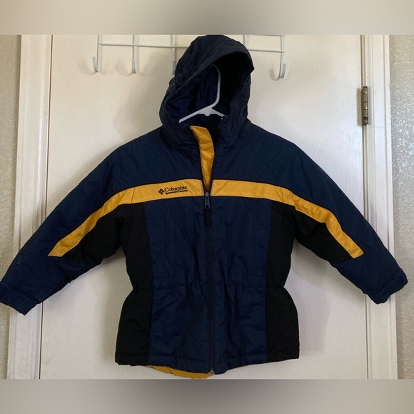 🌞Columbia Blue & Yellow Sportswear Winter Hooded Jacket #HC